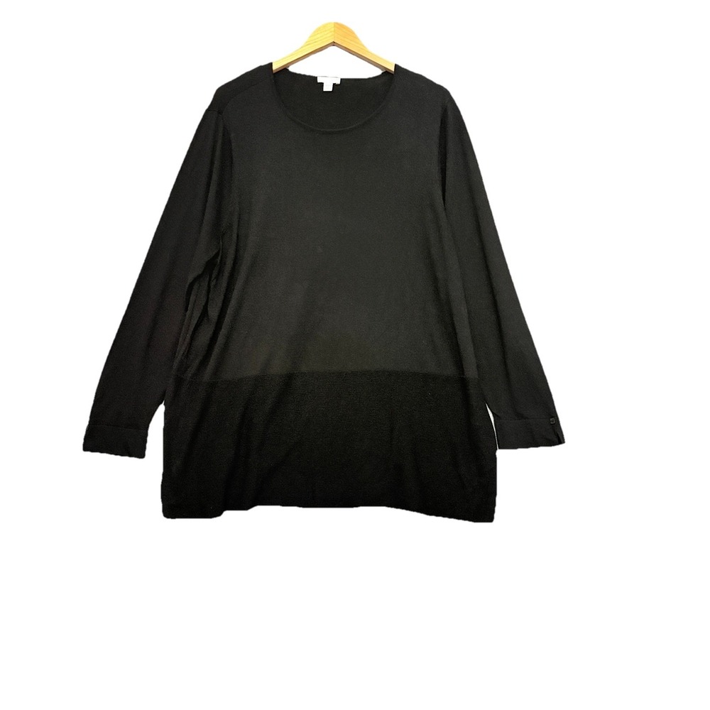 J Jill Womens‎ Long Sleeve Sweater Size 2X Black Mature Normcore Neutral Capsule